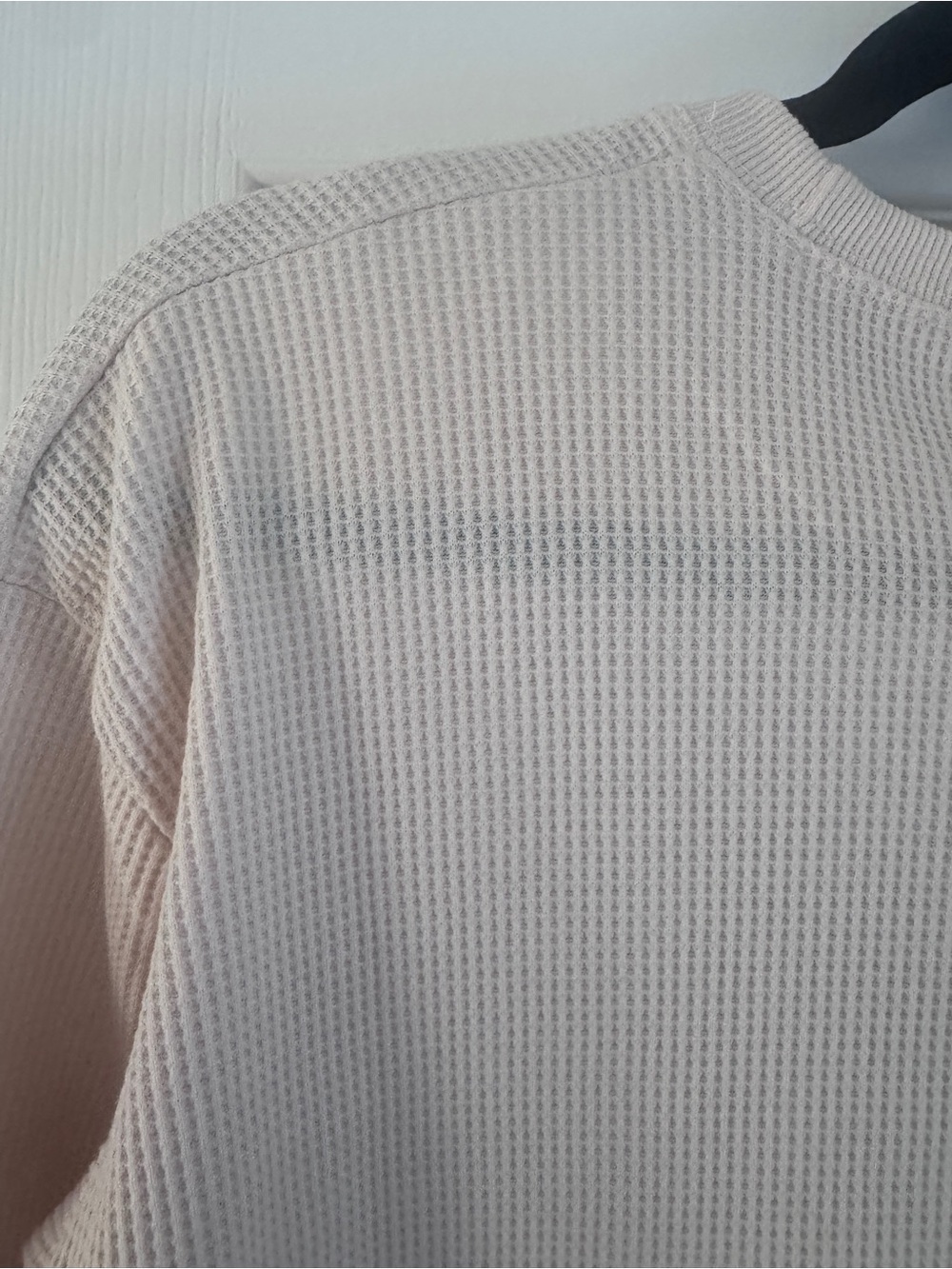 Waffle-Knit Long Sleeve Top Cropped for Women Staple Shirt - Picture 8 of 13